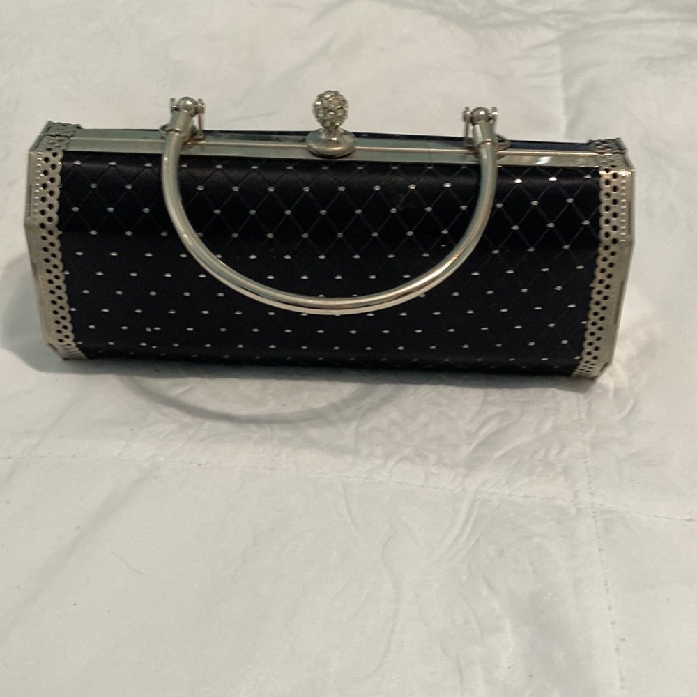 Formal black/silver studded clutch
